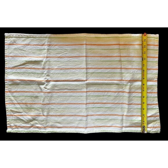 MCM Dishtowel Yellow Green and Orange Stripes on 100% White Cotton - Picture 6 of 6